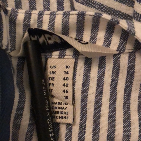 Super flattering, easy, navy stripe linen blend short sleeve dress by Lands End - Picture 10 of 16